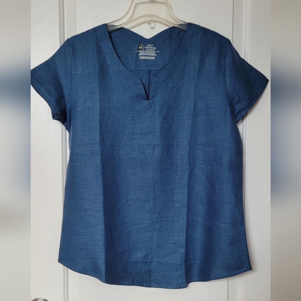 Inner Bark Heritage 100% Hemp "Belle In Blue" Top, Sz 10 Made In India